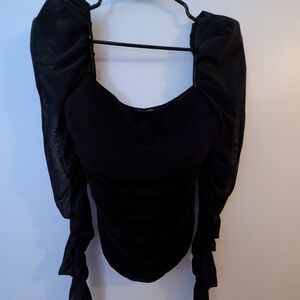 Revamped Black Ruched Blouse